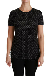Dolce & Gabbana Black Dotted Crewneck Cotton Top T-shirt -   -  Dolce & Gabbana.